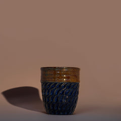 Glazed Ceramic Tumbler- Blue/Brown