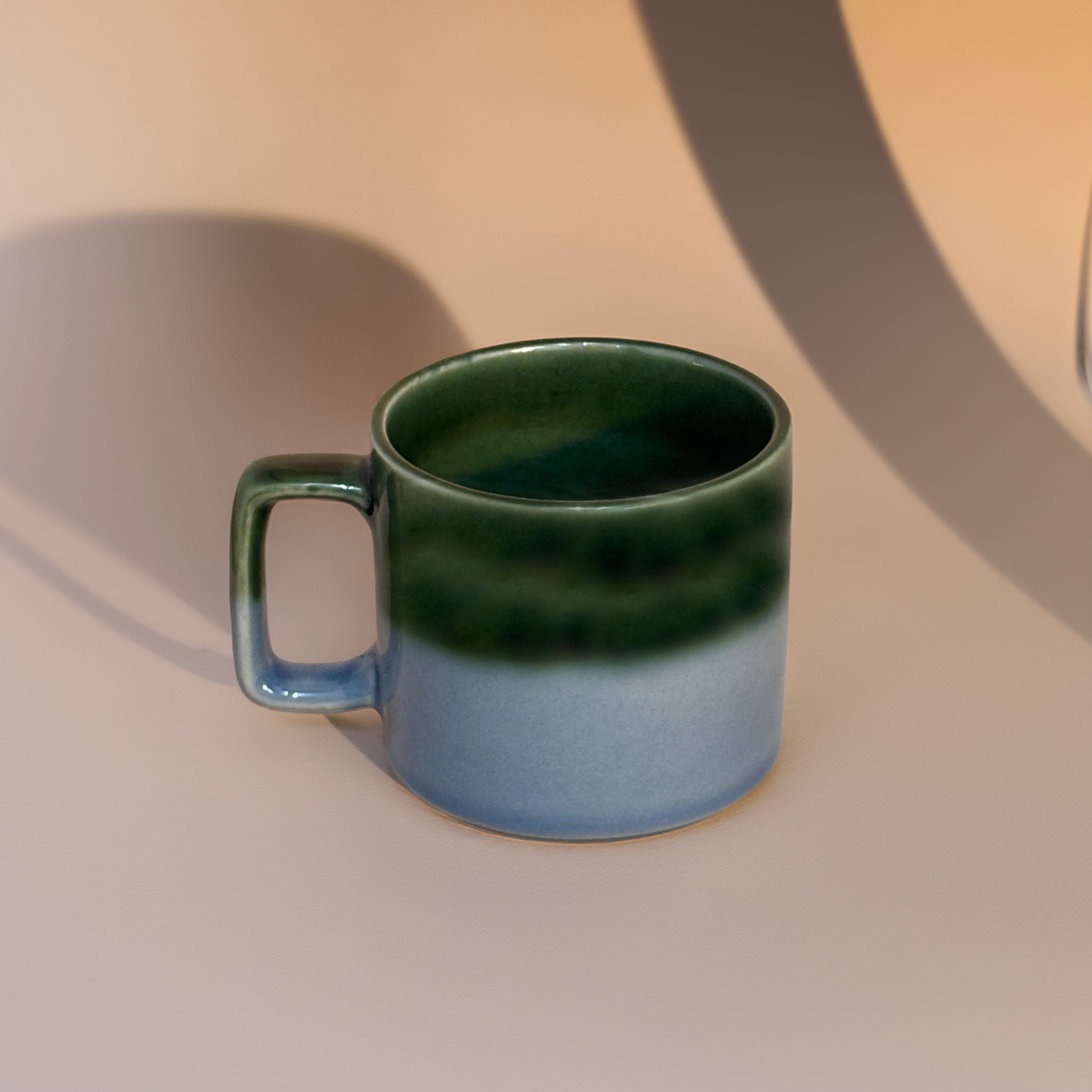 Glazed Ceramic Cup- Blue/Green